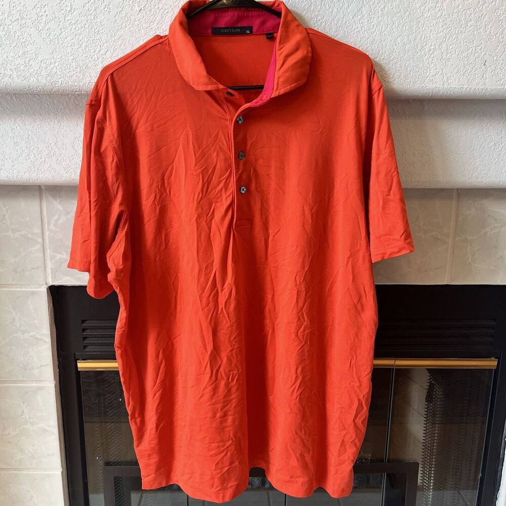 Greyson Golf Casual Performance Polo Shirt Men's Size XL Pink Orange EUC